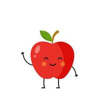 Vector picture of cute apple isolated on white background.