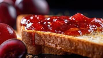 Toast with fresh plum jam Illustration photo