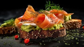 Avocado and Smoked Salmon Toast Illustration photo