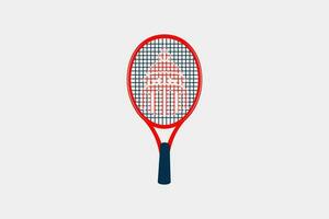 Racket tennis captiol logo design template element vector