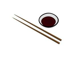 Soy sauce with chopsticks vector