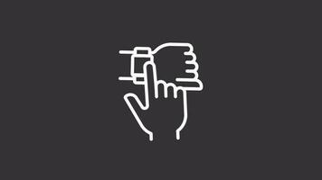 animiert Smartwatch Weiß Linie Symbol. Hand mit Clever Uhr Animation. Finger berühren. nahtlos Schleife hd Video mit Alpha Kanal, transparent Hintergrund. Bewegung Grafik Design zum Nacht Modus