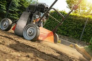 Gasoline Lawn Aerator in Action photo