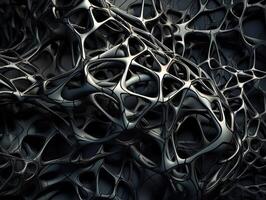 Dark black abstract background An abstract image featuring organic shapes and lines that intersect and overlap created with technology. photo