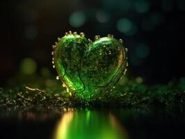 verde corazón ese representa ambiental proteccion creado con generativo ai tecnología. foto