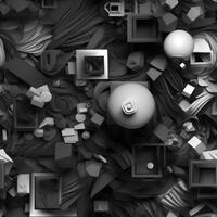 Dark black Geometric grid background created with technology photo