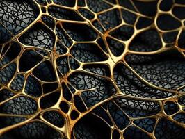 Dark black and gold abstract background An abstract image featuring organic shapes and lines that intersect and overlap created with technology. photo