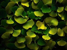 Ginkgo biloba leaves Dark background created with technology photo