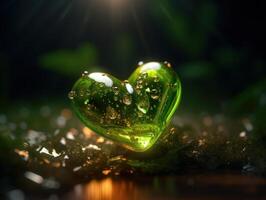 Green heart that represents environmental protection created with technology. photo