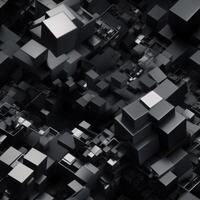 Dark black Geometric grid background created with technology photo