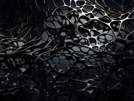 Dark black abstract background An abstract image featuring organic shapes and lines that intersect and overlap created with technology. photo