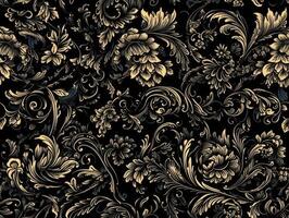 Seamless pattern Royal vintage Victorian Gothic background Rococo venzel and whorl created with technology. photo