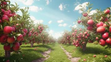 Summer apple garden. Illustration photo