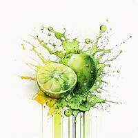 Watercolor lime. Illustration photo