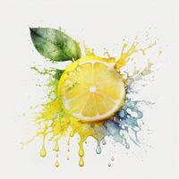 Watercolor lemon. Illustration photo