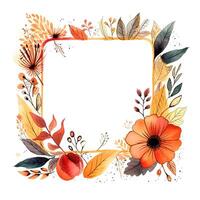 Watercolor floral frame. Illustration photo