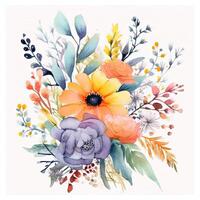 Watercolor flower bouquet. Illustration photo