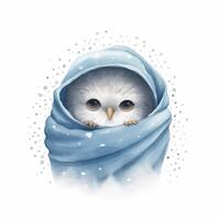 Cute watercolor owl. Illustration photo