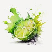 Watercolor lime. Illustration photo