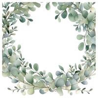 Green watercolor wreath. Illustration photo