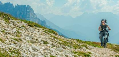 Caucasian Men Riding on Mountain Bike photo