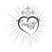 sagrado corazón de Jesús con rayos vector