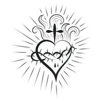 sagrado corazón de Jesús con rayos vector