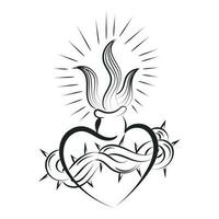 sagrado corazón de Jesús con rayos vector