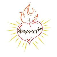 sagrado corazón de Jesús con rayos vector