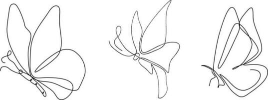 butterfly continuous line set illustration vector
