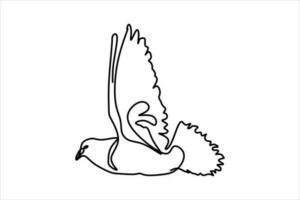 continuous line drawing of bird flapping wings illustration vector