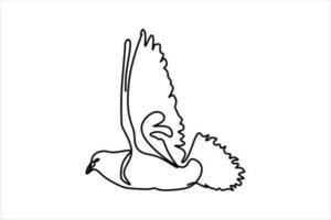 continuous line drawing of bird flapping wings illustration vector