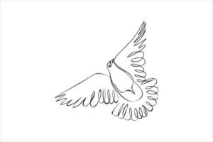 continuous line drawing of a bird flying with wings vector