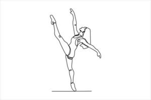 continuous line drawing of woman dancing ballet illustration vector