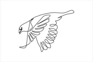 continuo línea dibujo de pájaro aleteo alas ilustración vector