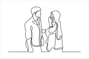 harmonious couple continuous line illustration vector