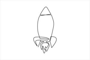 continuous line drawing of space rocket illustration vector