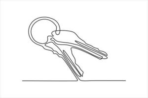 continuous line drawing of House key, Real estate concept, isolated on white background. vector