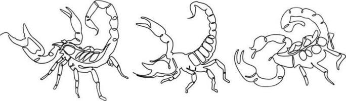 scorpions continuous line set illustration vector