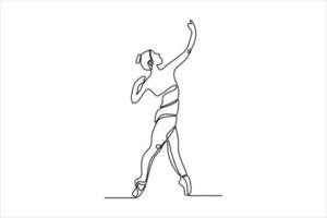 continuous line drawing of woman dancing ballet illustration vector