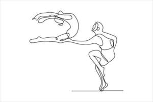 continuo línea dibujo de hombre mujer bailando ballet vector