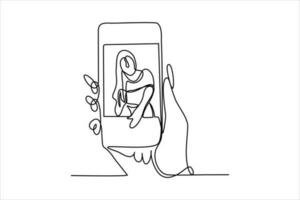 mobile phone continuous line illustration vector