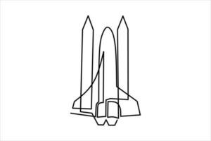 continuous line drawing of space rocket illustration vector