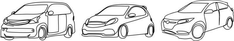 car continuous line set illustration vector