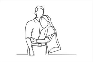 harmonious couple continuous line illustration vector