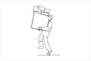 continuous line drawing illustration carry goods vector