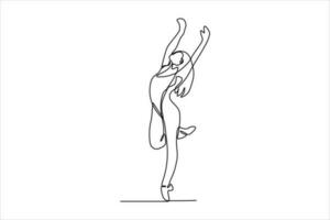 continuous line drawing of woman dancing ballet illustration vector