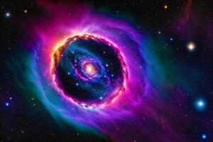 Space background. Cosmic Enigma. Capturing the Mysteries of a Black Hole in Space. photo