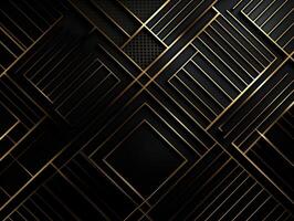 Dark black mosaic background with golden lines Art Deco luxury style texture Created with technology photo