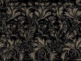 Seamless pattern Royal vintage Victorian Gothic background Rococo venzel and whorl created with technology. photo
